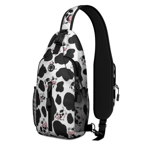 Wakasui Cow Crossbody Sling Backpack Mini Water Resistant Sling Bag with Adjustable Chest Strap Backpack for Outdoor Hiking Cycling Sports– Cow Lover Gifts For Woman