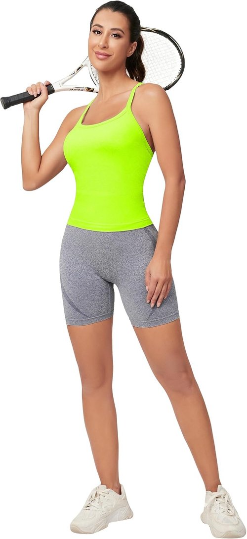 MathCat Workout Tank Tops - Sleeveless Gym Shirts with Built-In Bra for Yoga & Fitness | Seamless Design