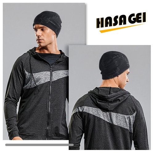 HASAGEI Beanies Skull Caps for Men, Women Warm Helmet Liner, Cycling Cap Soft Lightweight Beanie Hat Antistatic Printed Hat (Black+Deer Pattern)