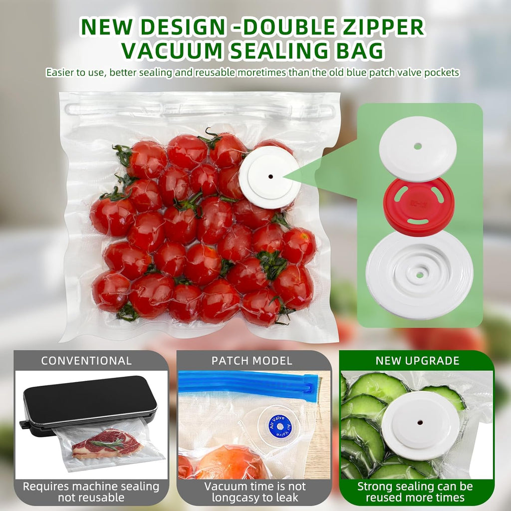 Skiennix Vacuum Sealer - Handheld Compact Food Saver with 30 Reusable Bags for 10X Freshness