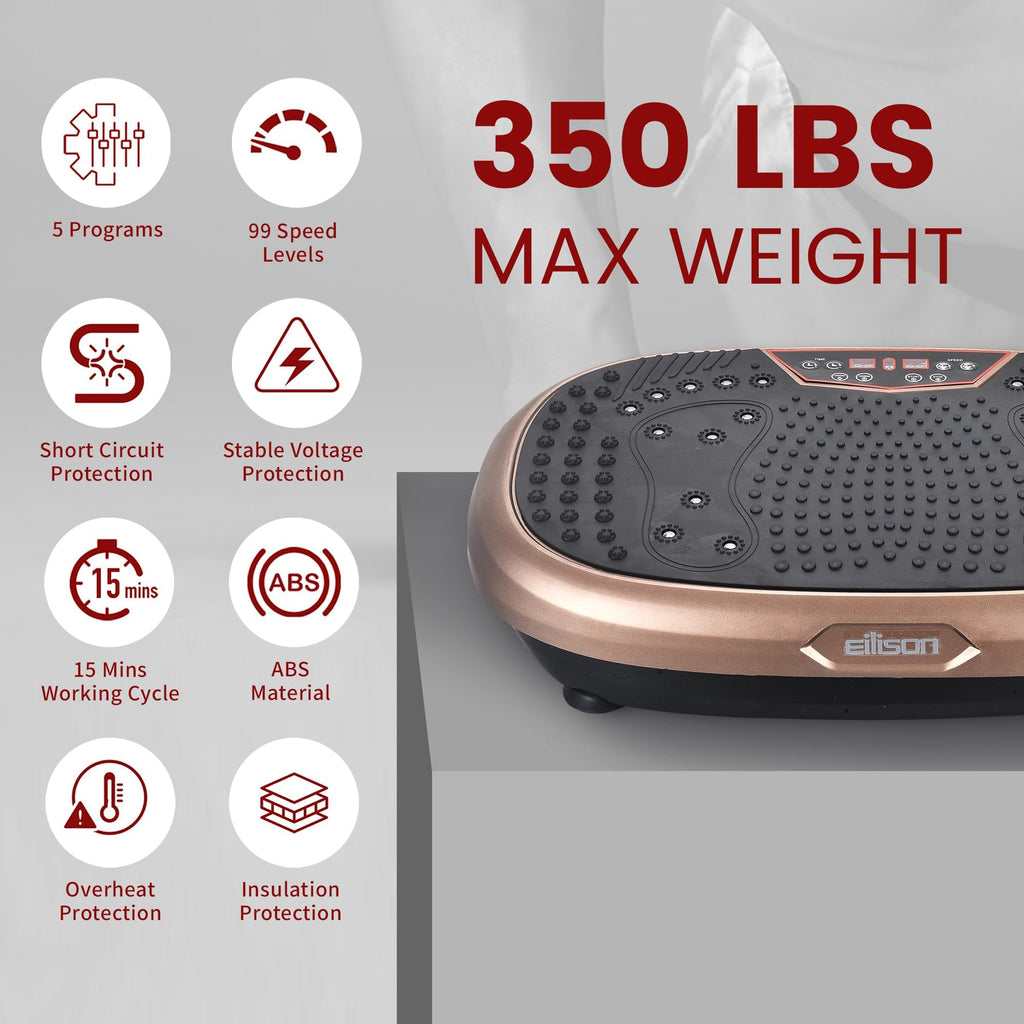 EILISON FitMaxx 3D XL Vibration Plate Exercise Machine - Whole Body Workout Vibration Platform w/Loop Bands - Lymphatic Drainage Machine for Weight Loss, Shaping, Recovery (Fitpro Brown)
