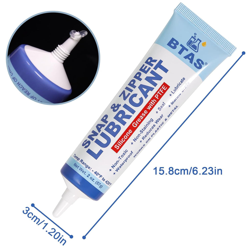 Zipper Ease | Silicone Grease Lubricant for Plastic & Metal Zippers - 2 Oz Marine Grade