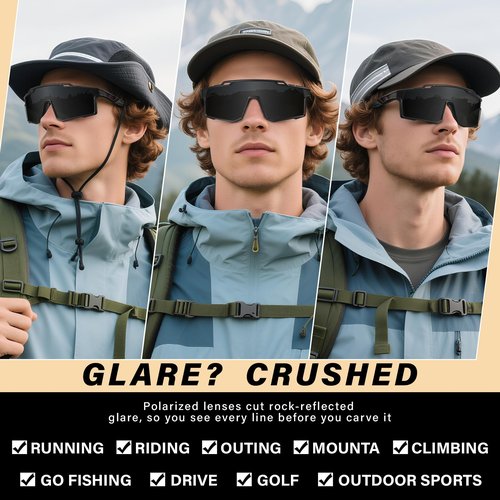 DioKiw 4pcs Polarized Sport Sunglasses Men Cycling Driving Fishing UV Protection Sun Glasses Lightweight Big Frame Mountain Bike Goggles
