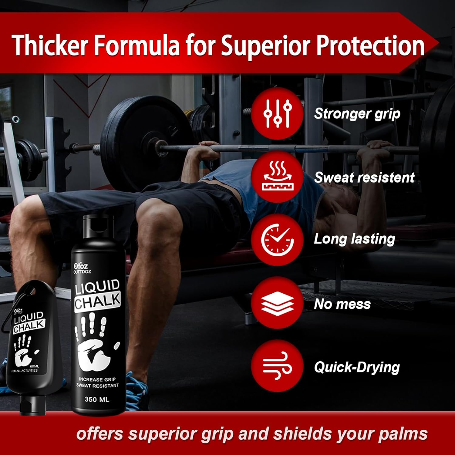 Pro Grade Liquid Chalk - Mess-Free Gym Chalk for Weightlifting, Climbing & More | 2 oz / 12 oz