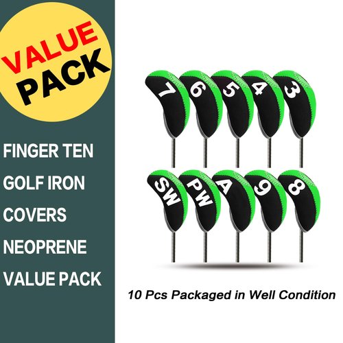 Golf Club Covers Set for Irons Neoprene Iron Head Cover Club Protector 10Pcs with/Without Top Window Accessories for Men Women (Green(with Top Window))