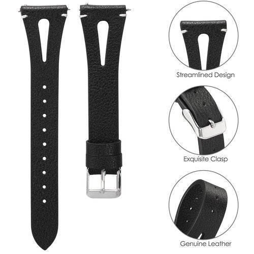 Lamshaw Compatible with TRAUSI Smart Watches Bands, Quick Release Slim Vintage Leather Strap Replacement Compatible with TRAUSI TG08 1.83" HD Smart Watches (Black, 22mm size band)