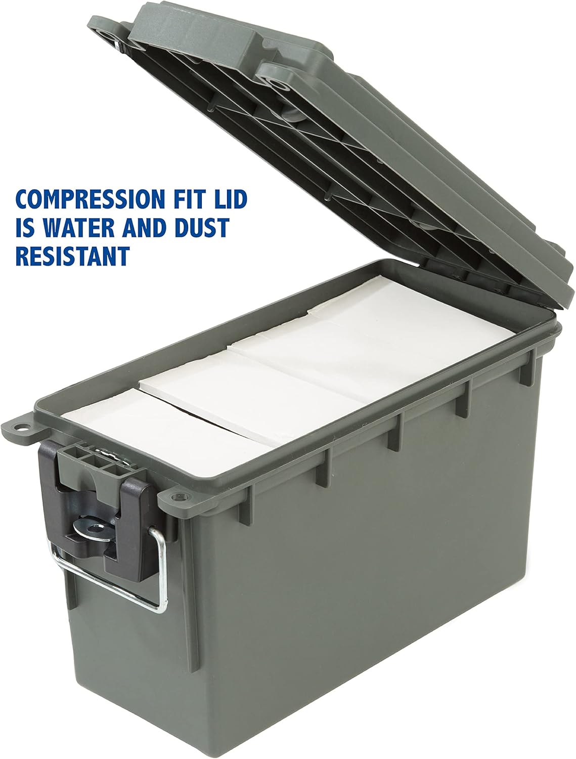 Sheffield 12626 Ammo Storage Box - Stackable .30 Cal, Water & Dust Resistant, Lockable, Green | Pack of 6