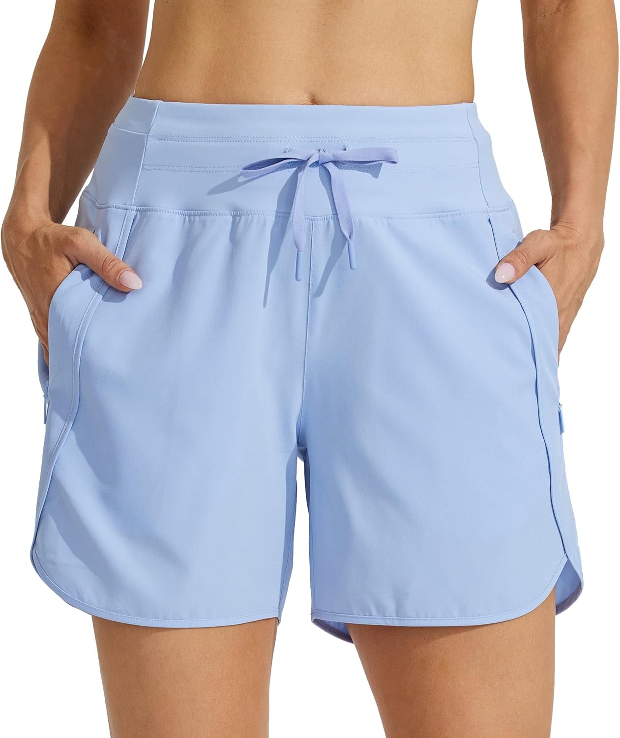 Willit Women's Running Shorts - 5" Quick Dry High-Waisted Gym Shorts with Zipper Pocket