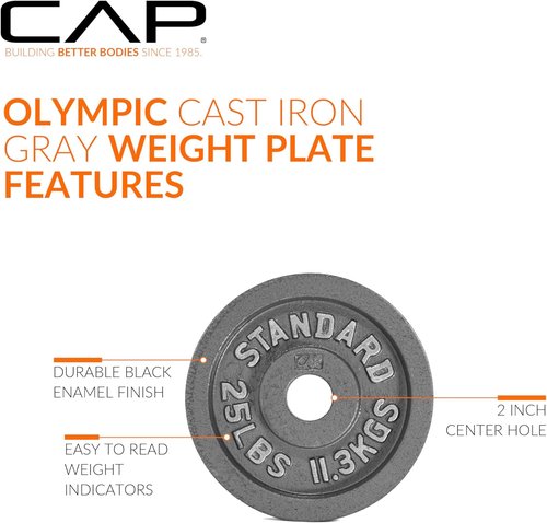 CAP Barbell Olympic Weight Plate - Durable 2-Inch Design | Available in Multiple Sizes