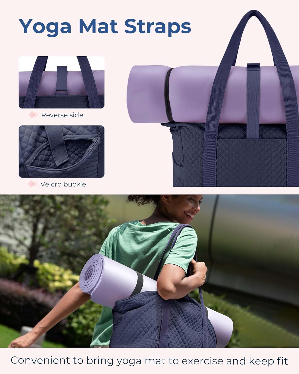 BAGSMART Tote Bag for Women - 20L Quilted Puffer Work Bag with Zipper | Ideal Travel & Nurse Essentials