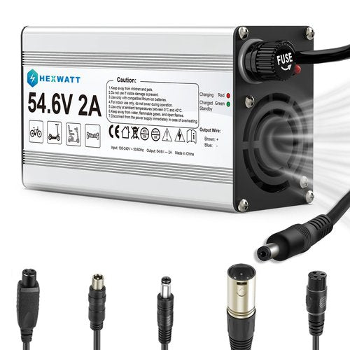 Hexwatt 54.6V 2A Charger for 48V Lithium-ion Battery ebike Electric Bike Electric Scooter Hoverboard Battery Charger Replacement with 6 Connectors