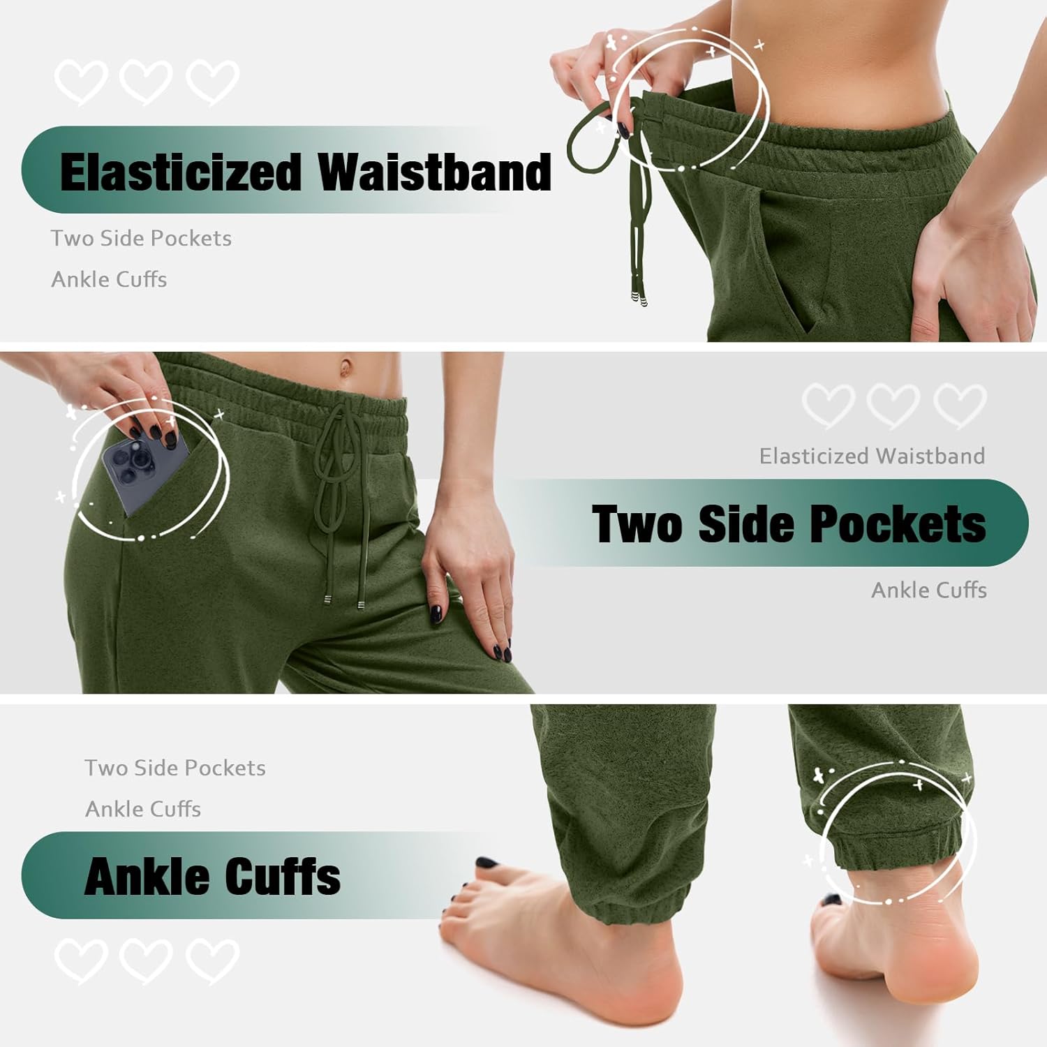 Walifrey Women's Joggers - Comfortable Drawstring Sweatpants with Pockets for Lounging & Gym