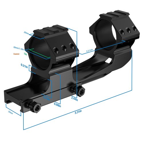 BESTSIGHT Scope Mount Cantilever Picatinny Mount 30mm &1 inch Cantilever Scope Mount