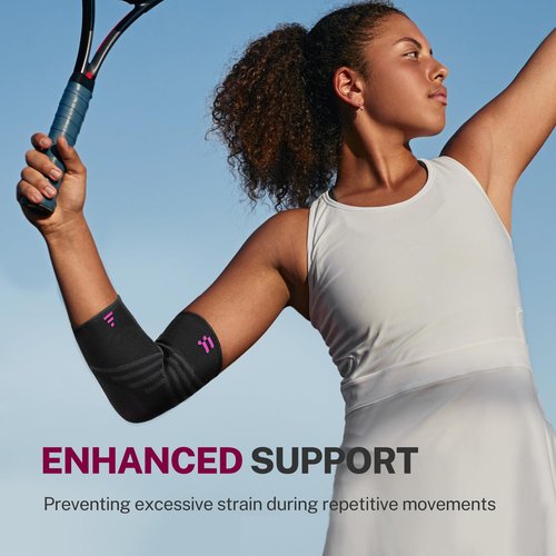 Fitomo Tennis Elbow Brace for Men Women with 2 Contoured Gel Pads, Breathable Knitted Fabric, Non Slip, Compression Sleeve for Golfer's, Tennis Elbow Pain Relief, 1 Pack, Size M