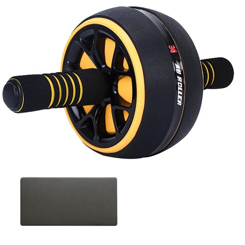Dalekana AB Wheel Roller, Exercise Abdominal Wheel Fitness for Gym & Home, Work-out Strength-Training Equipment with Knee Pad, 12"W, Yellow