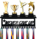 Bnesi Black Metal Medal Holder | Adjustable Trophy Wall Frame - Foldable Organizer for Medals
