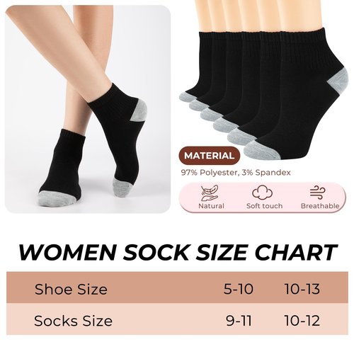 BOSSUN 20 Pairs Women's Ankle Socks Lightweight Breathable Athletic Running Quarter Socks Bulk Pack for Daily Wear