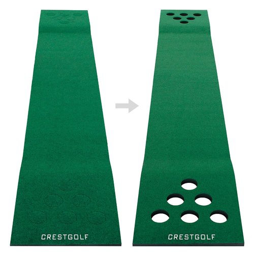 Crestgolf Mat Game Set Green Mat, Putting with 2 Adjustable Putters, 6 Golf Balls,12 Golf Hole Covers for Indoor&Outdoor Short Game Office Party Backyard Use