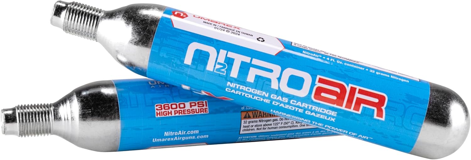 Umarex NitroAir Nitrogen Cartridges - Prefilled for N2-Powered Airguns | Pack of 2