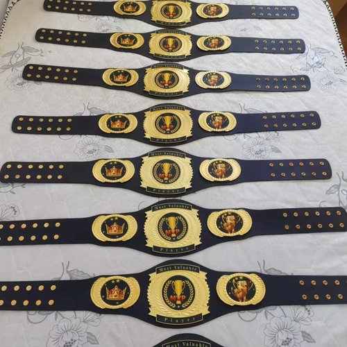 CHXIXUE MVP Championship Belt Most Valuable Player Champion Belt Trophy Award Gift Wrestling Belt Real Leather Adult Size, Large, gold