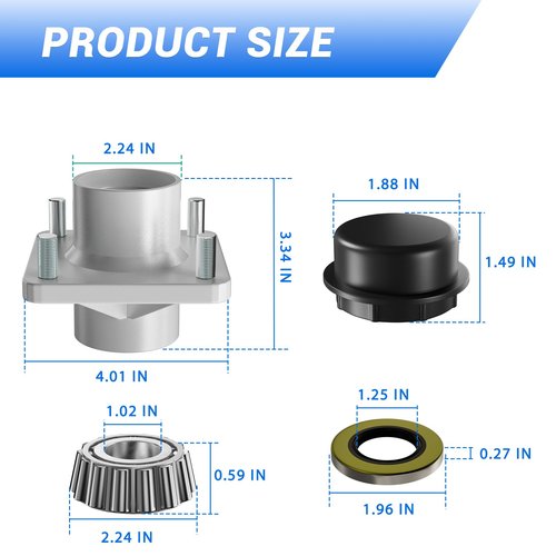 FIXHAWK EZGO TXT Front Wheel Hub, EZGO Wheel Hubs Kit with Bearing/Oil Seal/Dust Cover, Fit for 2001.5-2013 EZGO TXT Golf Cart, Replace OEM#70895G01