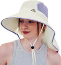 Skiennix UV Sun Protection Hat - Foldable Wide Brim with Neck Flap & Ponytail Hole for Women