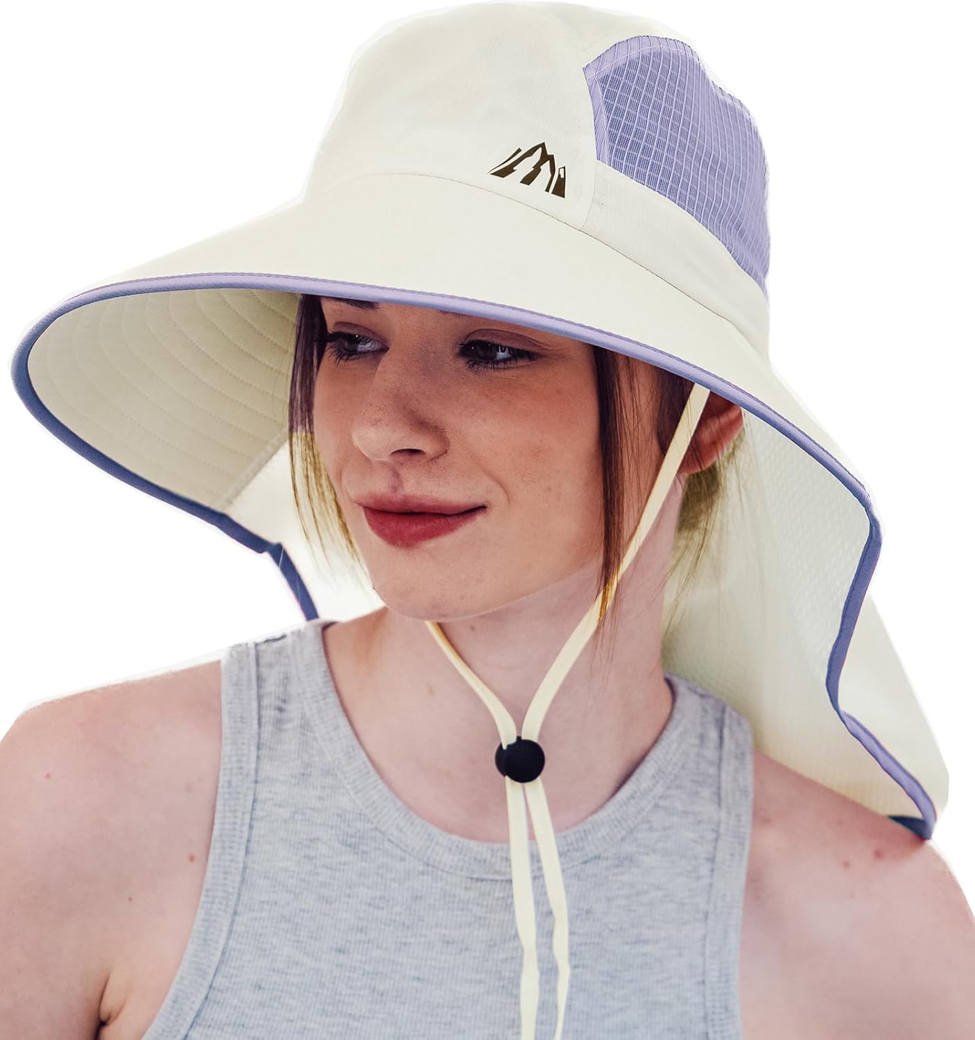 Skiennix UV Sun Protection Hat - Foldable Wide Brim with Neck Flap & Ponytail Hole for Women