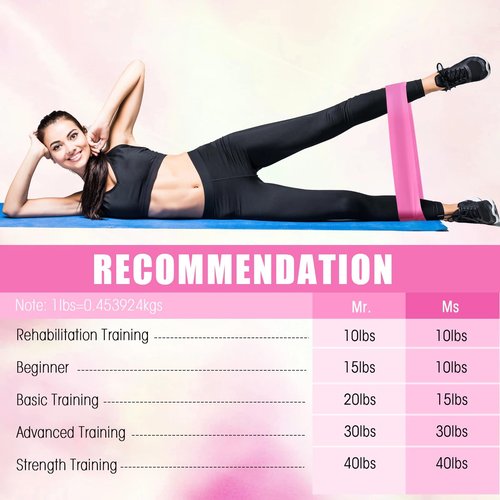 Deekin 20 Pcs Resistance Bands Resistance Loop Exercise Bands Exercise Equipment Elastic Drag Ring for Women and Men Home Fitness, Gym, Yoga(25-30 Lbs,Pink)