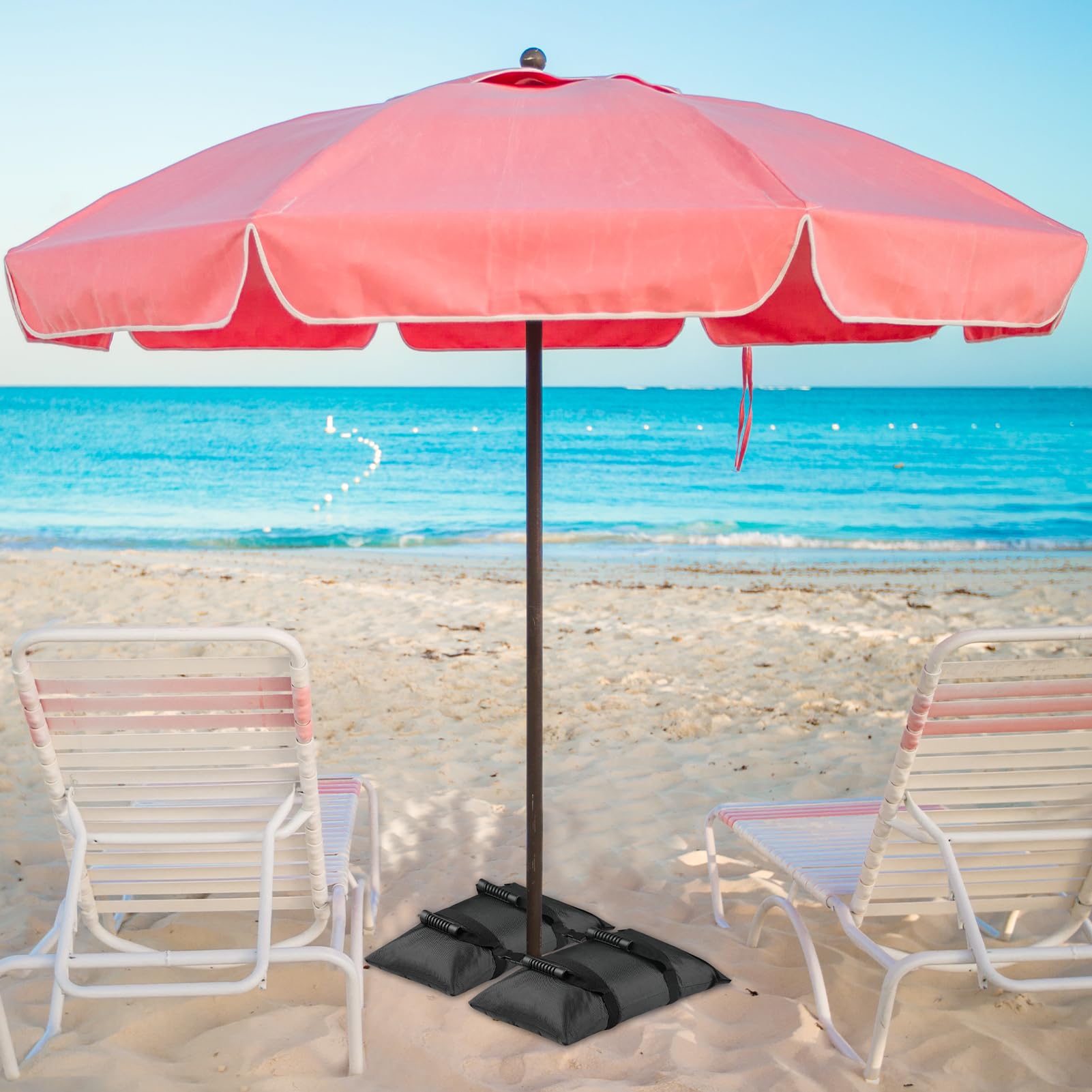 Esmorah Umbrella Base Weights Sand Bags, 2 Pack 45lbs Fillable Weight Bags to Hold Things Down, Black Weighted Base Sandbags for Outdoor Furniture Patio Cantilever Umbrellas Stand (Without Sand)