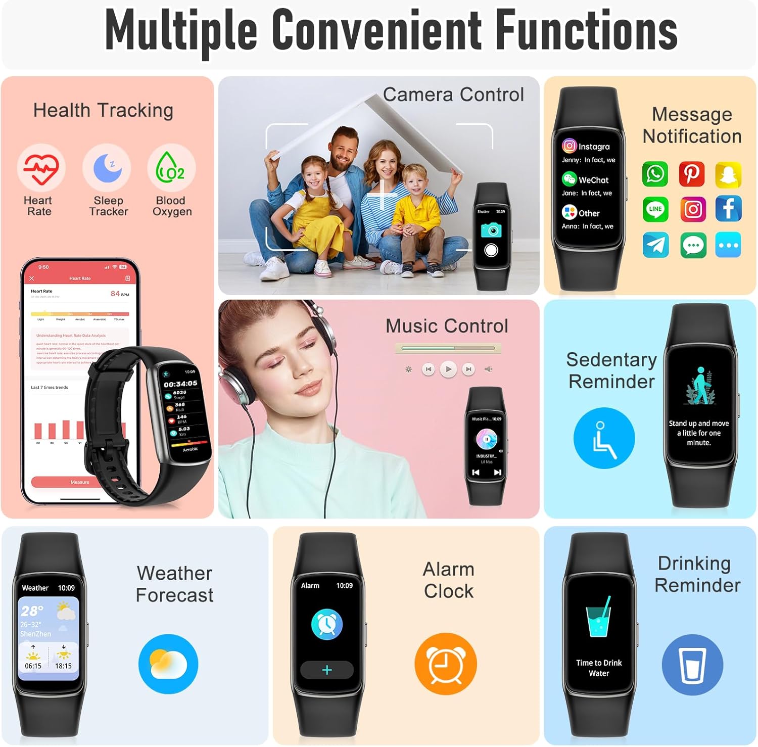 Skiennix Fitness Tracker - 24/7 Heart Rate & Blood Oxygen Monitor | IP68 Waterproof, 123 Sports Modes