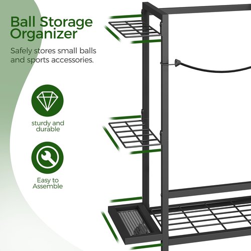 MAHANCRIS Golf Storage Organizer for Garage, Golf Bag Stand for Single Golf Bag and Equipment Accessories, Freestanding Golf Club Holder for Garage, Shed, Home, Basement, Rustic Brown BEHR17401