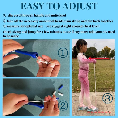 IDOU Beaded Jump Rope - Unbreakable Handles, Tangle-Free Rotation, Adjustable Length for Smooth Workouts