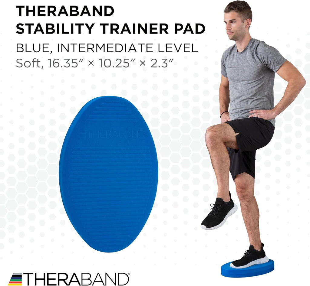 TheraBand Stability Trainer Pad - Intermediate Soft Blue Foam Balance Pad for Core Strength & Therapy