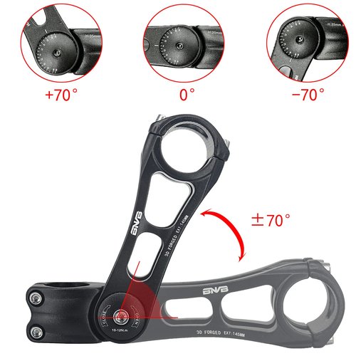 BNVB 31.8mm MTB Bike Stem. Adjustable ±70 Degree - 90/110/145mm Aluminum Alloy Mountain Bike Stem Riser Short Handlebar Stem for Most MTB, Road, BMX, Bicycle.(145mm)