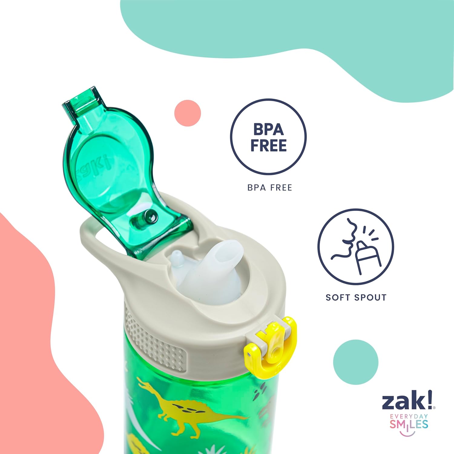 Zak Designs Minecraft Water Bottle - 25oz Durable Plastic with Straw, Handle & Leak-Proof Cover (Creeper)