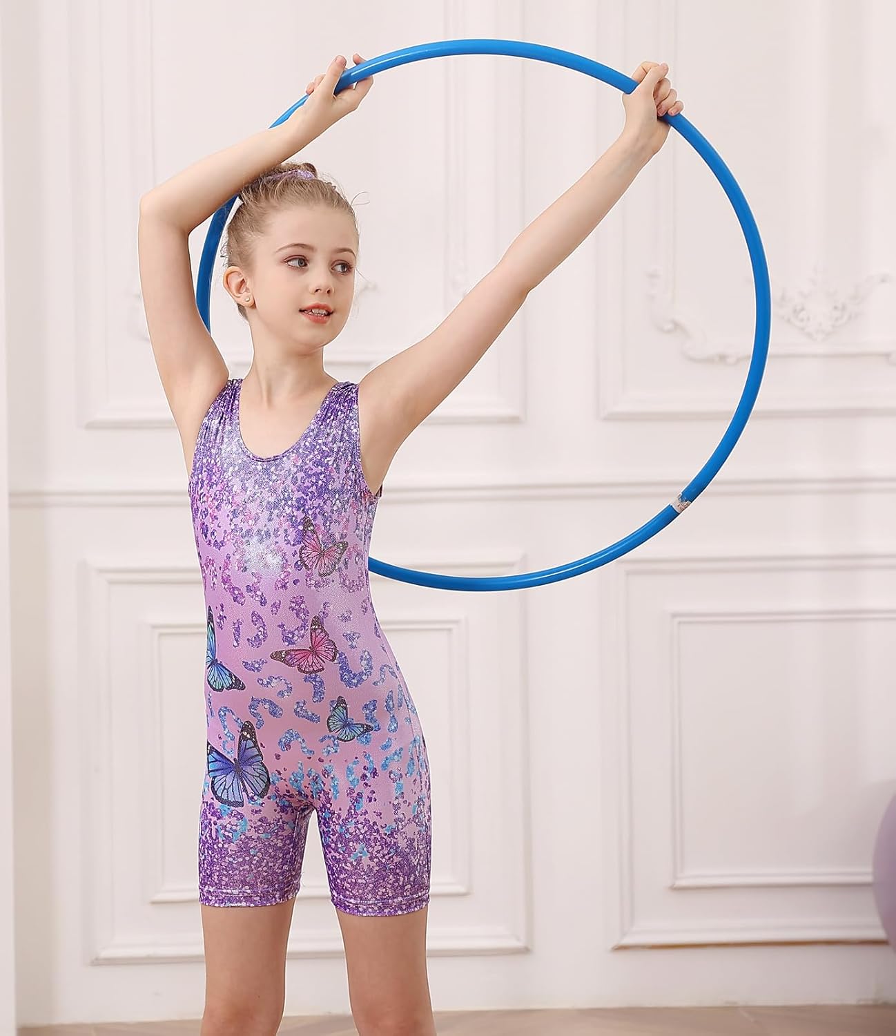 Vogseek Gymnastic Leotards for Girls 4-12Y | Sparkly Dance Unitards with Hair Scrunchie