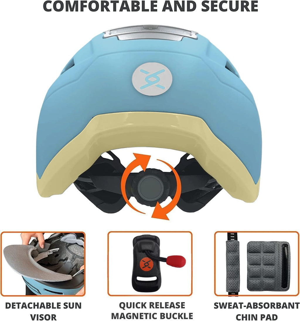 XNITO Bike Helmet - Dual Certified Urban Bicycle Helmet with LED Lights for Adults | CPSC & NTA-8776
