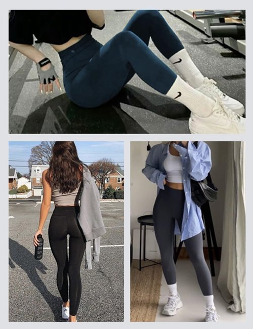SKIDREAM XXS-XL Women's Tummy Control Opaque Yoga Leggings - High Waisted Gym Workout Pants for Women Black