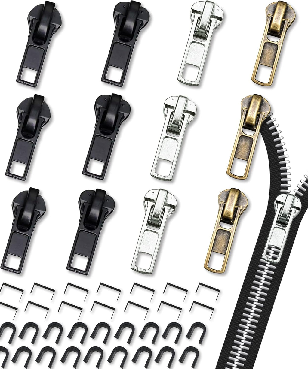 Zipper Repair Kit - Universal #5 Slider Replacement Kit | 52 Pcs for Jackets, Coats & More