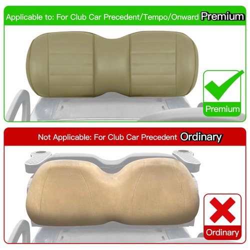NOKINS Golf Cart Seat Covers Fit Club Car Precedent/Tempo/Onward Premium Front Seat Cushion, Golf Cart Vinyl Diamond Seat Covers, Soft/Scratch-Resistant/No Stapler Needed (Black&Black Stitching)