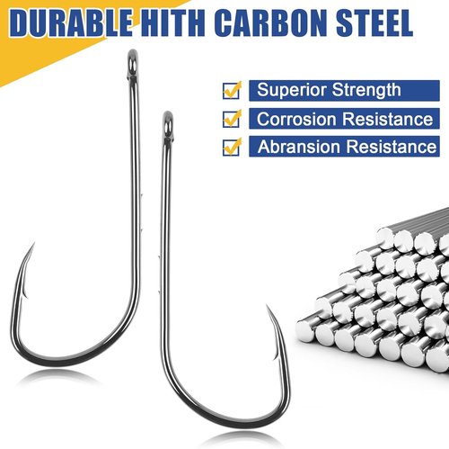 Baitholder Hooks Kit - 200pcs Barbed Shank Fishing Hooks | High Carbon Steel for Bass & Catfish