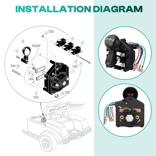 Drive-up 48V Club Car DS Forward Reverse Switch, Club Car Forward Reverse Switch Assembly with Handle and Micro Switch for Club Car DS 1996-Up Golf Carts, OEM 101753005 1012987