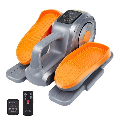 Hodem Under Desk Elliptical Machine Seated Machine Quiet Compact Mini Leg Exerciser While Sitting Elliptical Trainer for Seniors Adults Home Office Use A-Grey-Orange