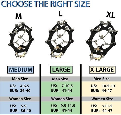 Limm Ice Snow Traction Cleats - Large Lightweight Crampon Cleats with Big Spikes - Anti Slip Walking Grips Fasten Quickly & Easily Over Footwear - Portable Ice Grippers for Shoes and Boots
