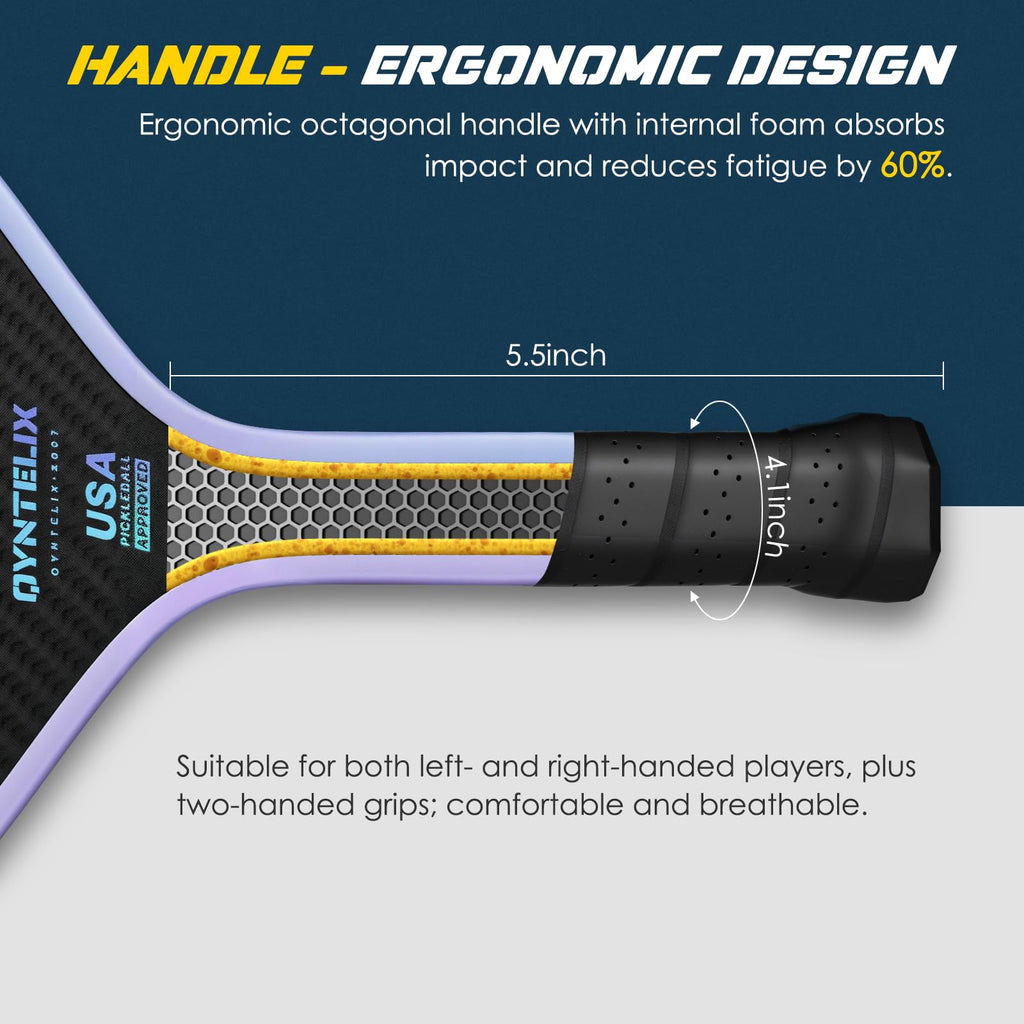 Pickleball Paddles – Carbon Fiber Pickleball Paddle with Unibody Design, USAPA Approved (Blue)