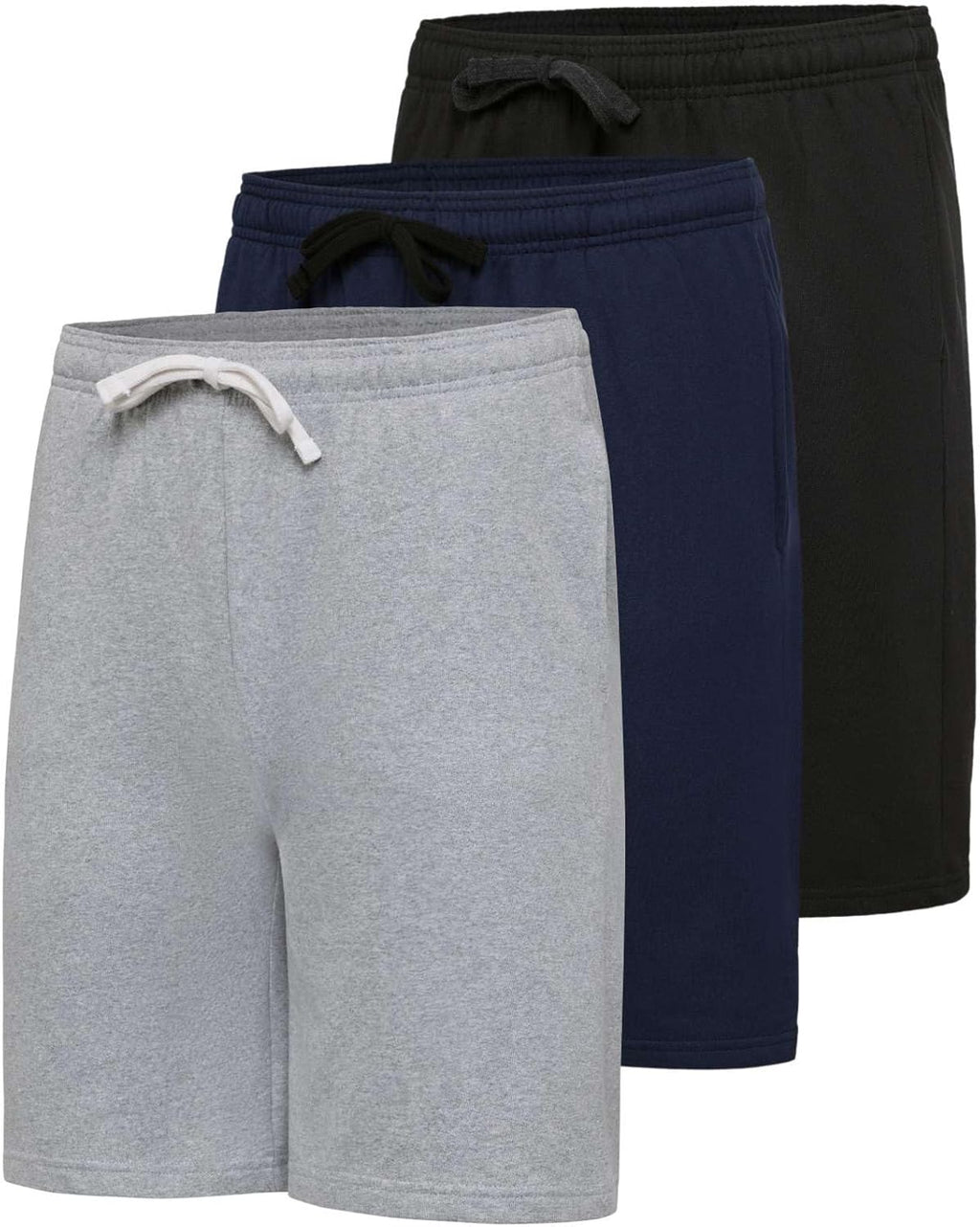 Real Essentials Men's 9" Cotton Fleece Sweat Shorts - 3 Pack of Casual Gym, Lounge & Sleep Shorts with Pockets