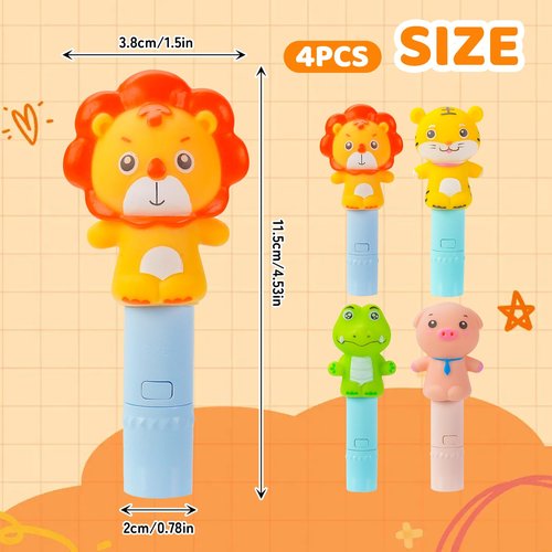 Darlur 4 Pack Small Mini Cute Kids Flashlight, Rechargeable Animal Flashlights for Boys Girls,Christmas Gifts Stocking Stuffers
