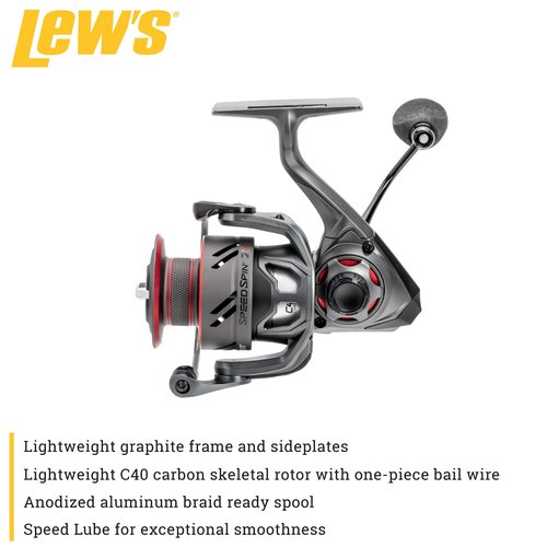 Lew’s Speed Spin CRX Spinning Fishing Reel, Size 200 Reel, 9+1 Bearings, 6.2:1 Gear Ratio, Graphite Frame and Sideplate, Solid Brass Speed Gears