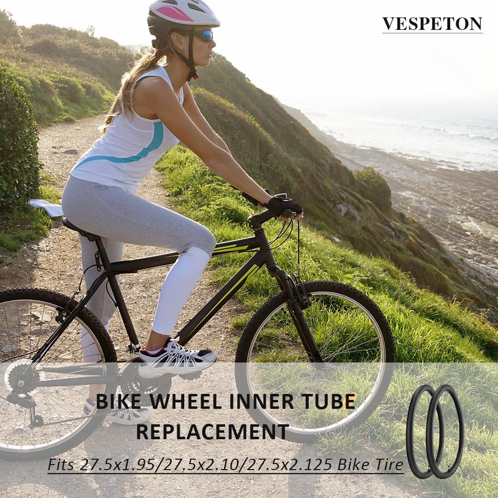 Skiennix 27.5 Inch Bike Tube | Premium Butyl Rubber with AV48mm Schrader Valve | 2 Pack