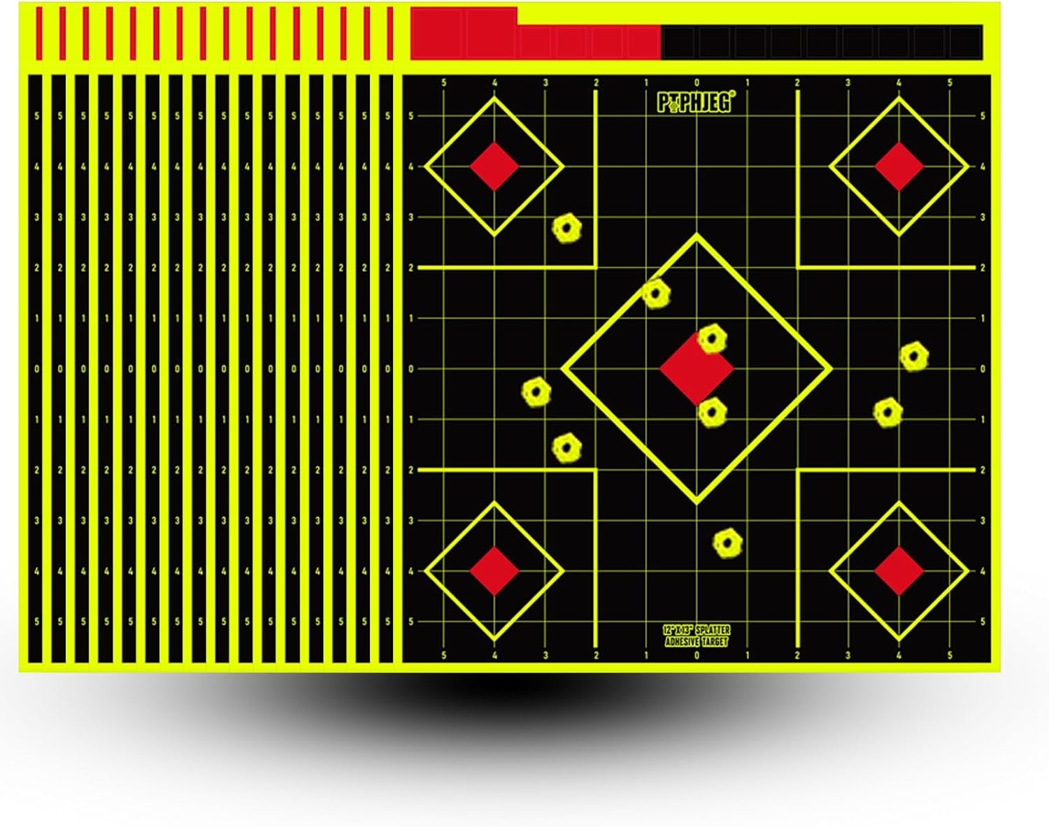 Splatter Adhesive Shooting Target Stickers by [Brand Name] - Fluorescent Yellow, 12x13 Inch, Ideal for Handguns & Rifles (10/25/50 Pack)